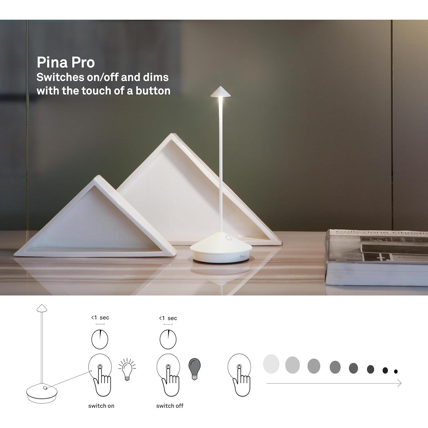 Lámpara de Mesa Pina Pro Zafferano Recargable IP54 29 cm