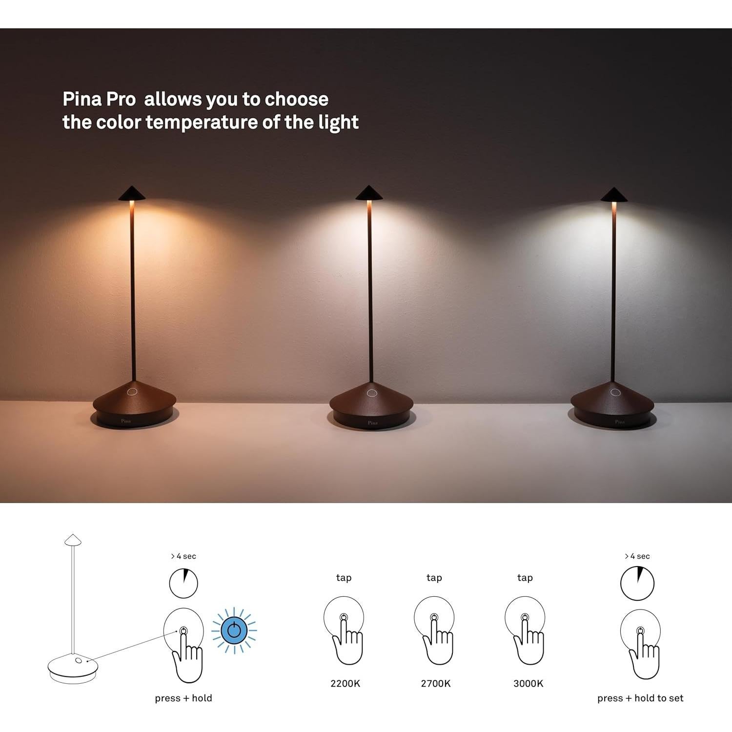 Lámpara de Mesa Pina Pro Zafferano Recargable IP54 29 cm