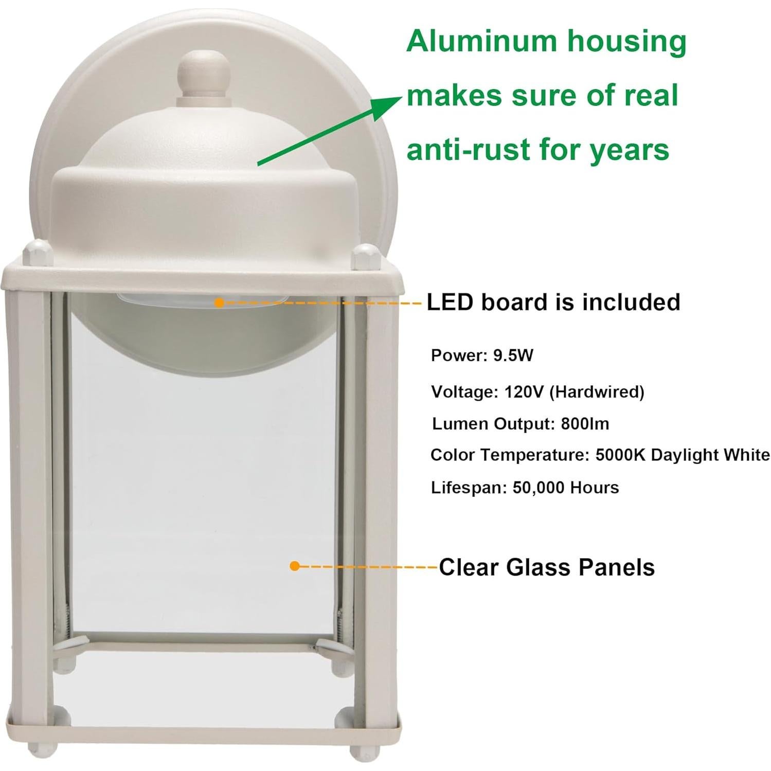 Lámpara de Pared LED Exterior LIT-PaTH 9.5W 800 Lúmenes 5000K