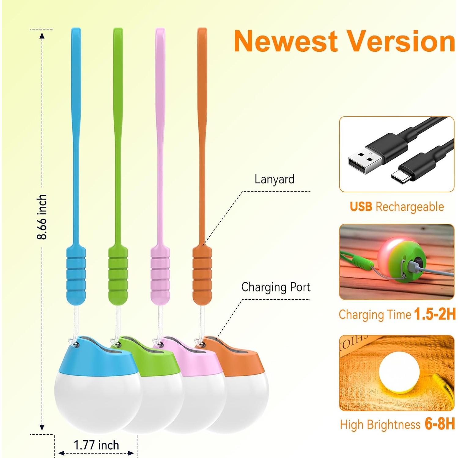 Linternas de Camping LETMY Recargables 150LM Paquete de 4