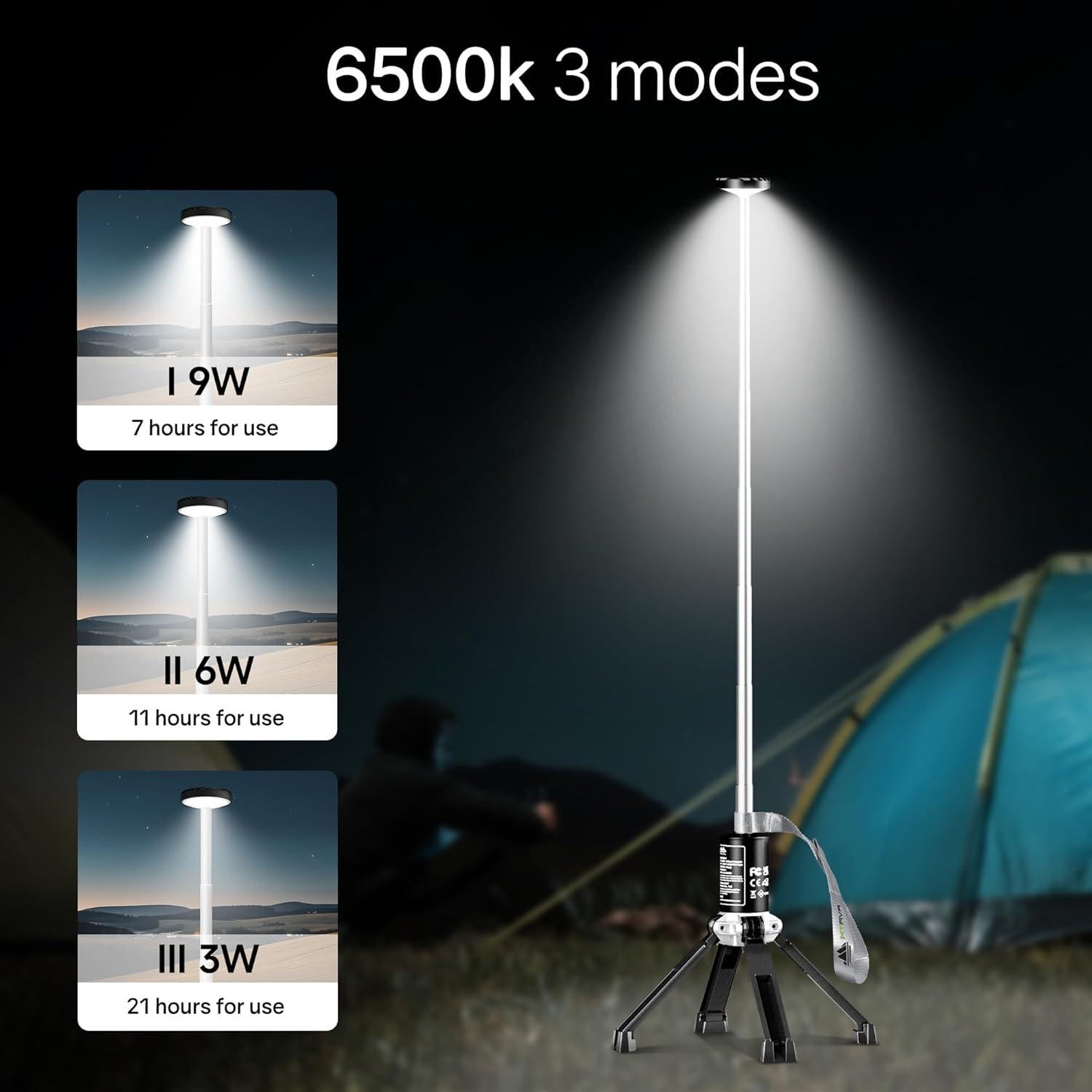 Luz de Camping Telescópica MTRVR 20000mAh Impermeable 3 Modos