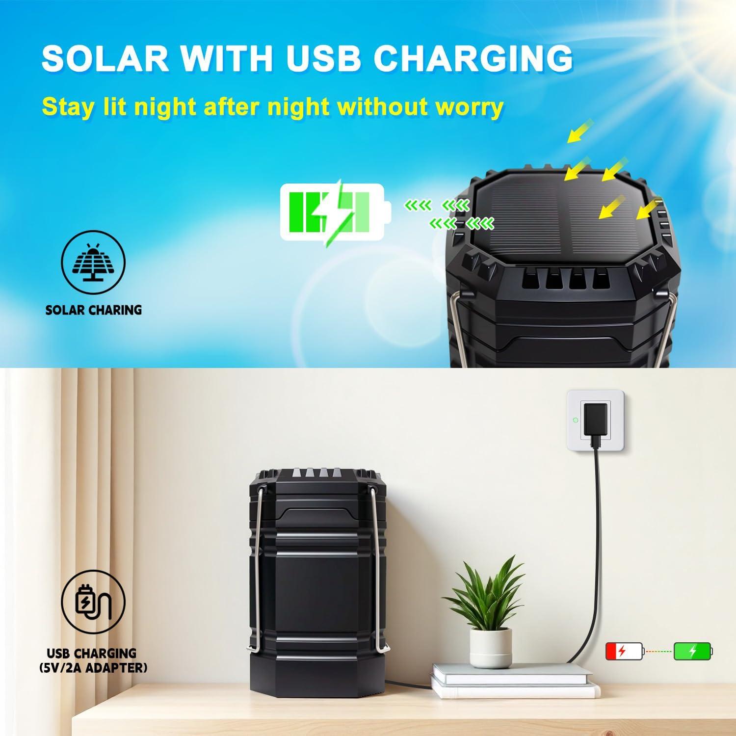 Linterna de Camping Recargable ZEBON CL1000 SE 2 en 1 Solar USB