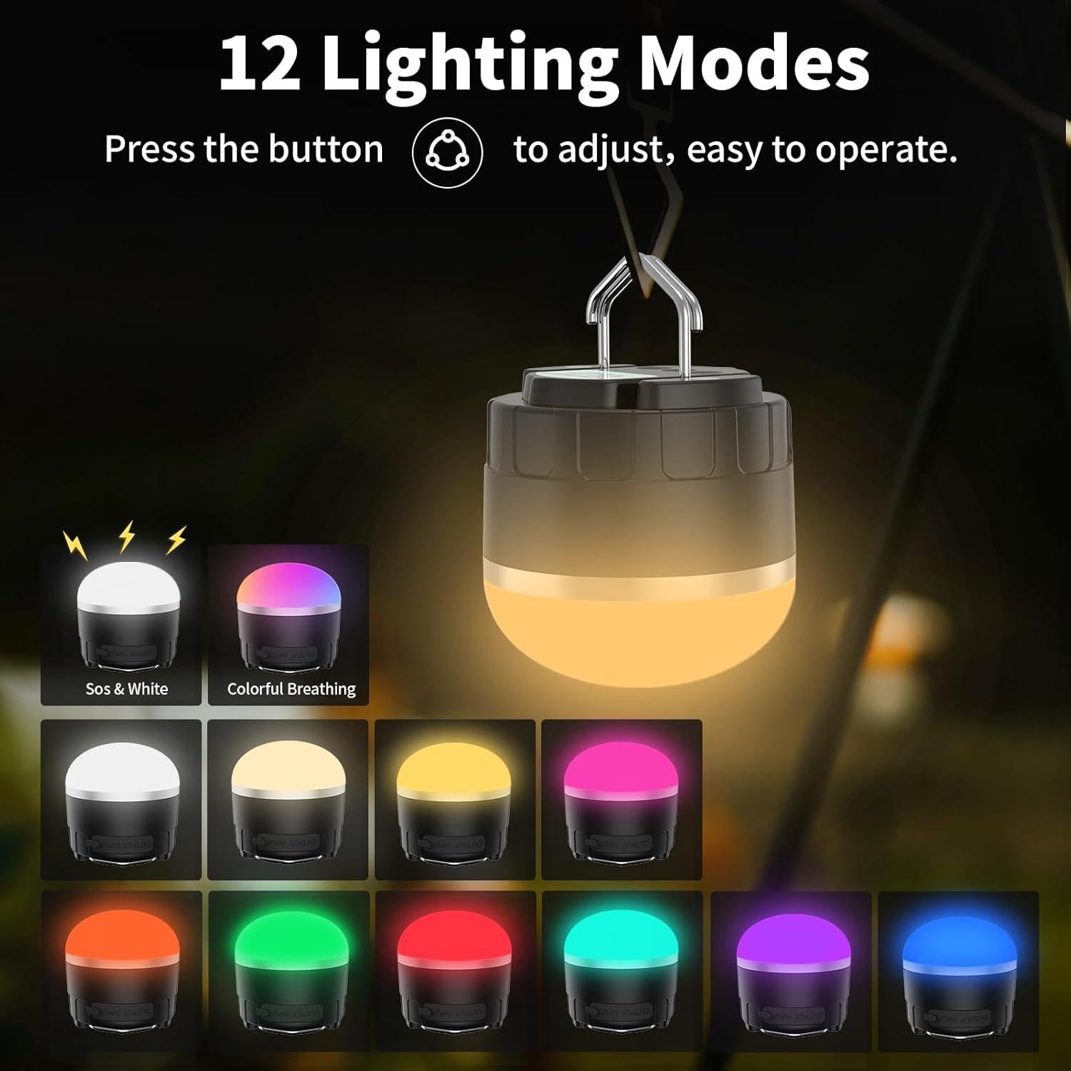 Linterna de Camping LED Recargable 1000LM RGB 4000mAh