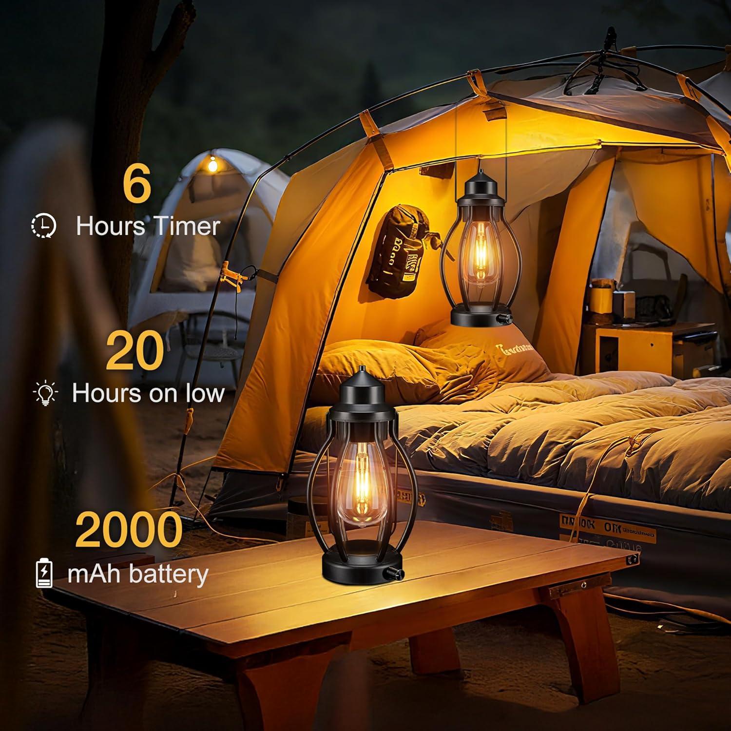 Linternas de Camping Recargables Pearlstar 2Pack Vintage