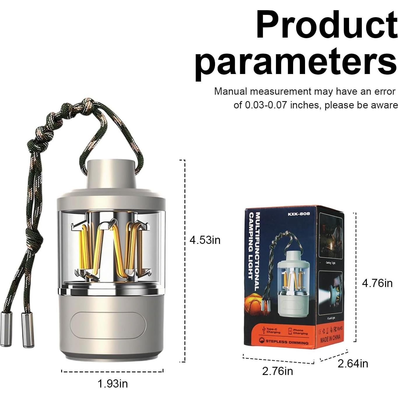 Linterna de Camping Recargable XZYphthiryx 1500mAh IPX65