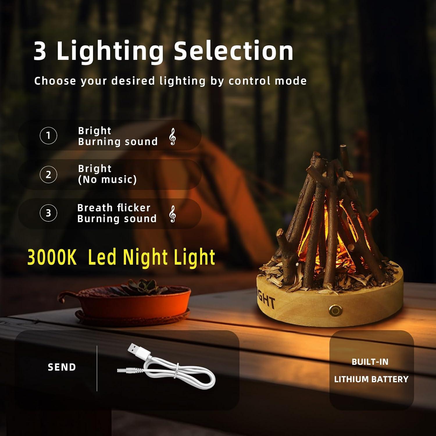 Linterna de Camping HEXNIGHT Recargable con Sonido de Llama