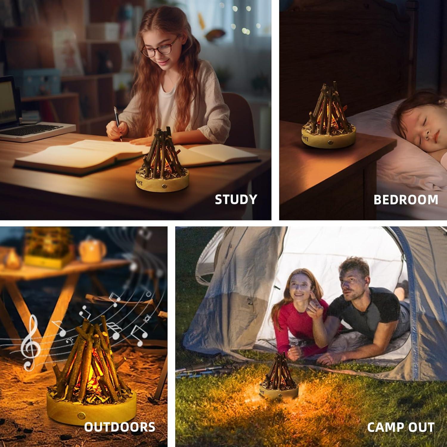 Linterna de Camping HEXNIGHT Recargable con Sonido de Llama