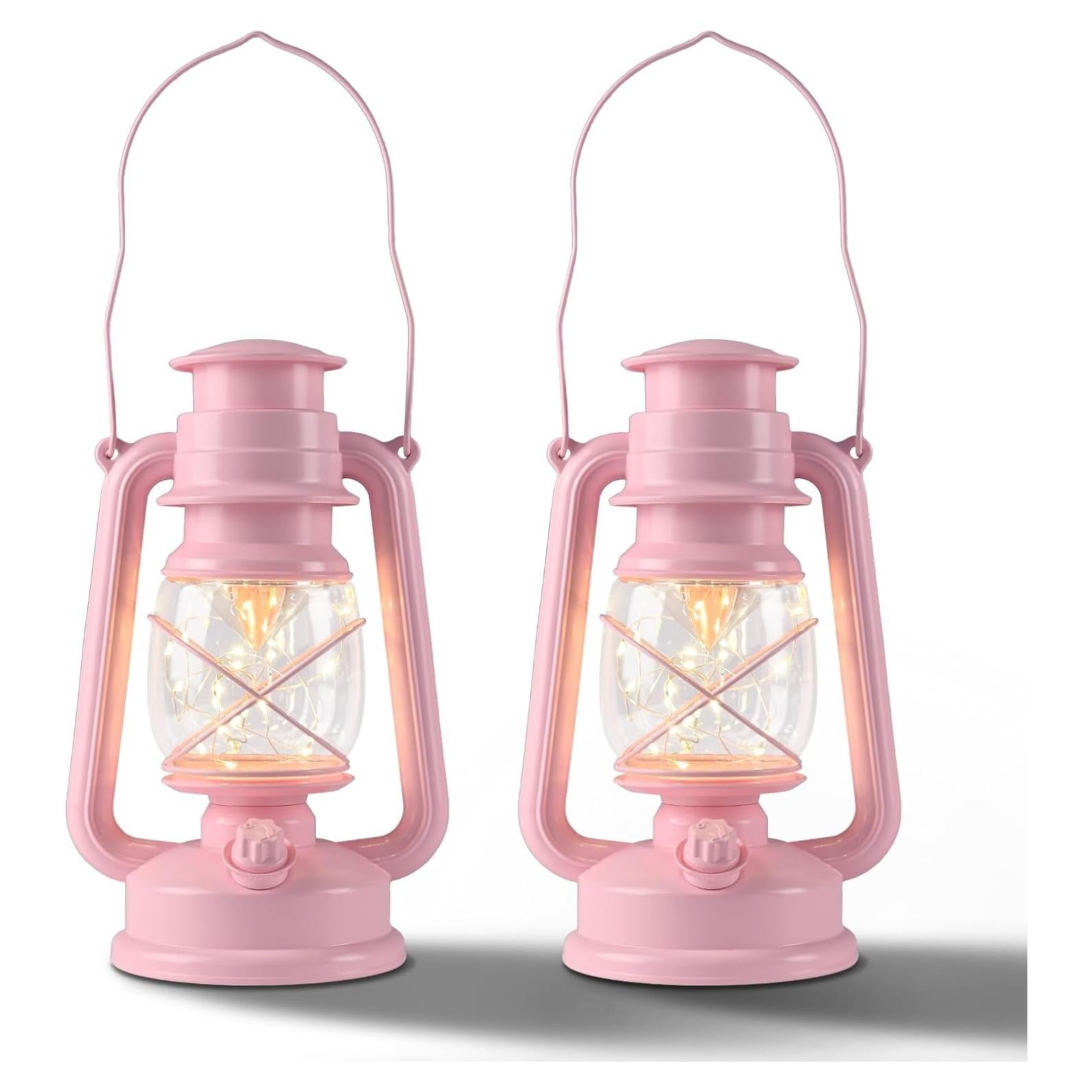 Linterna Vintage LED Rosa FUWDEO 20 Luces 12.7x15.2cm