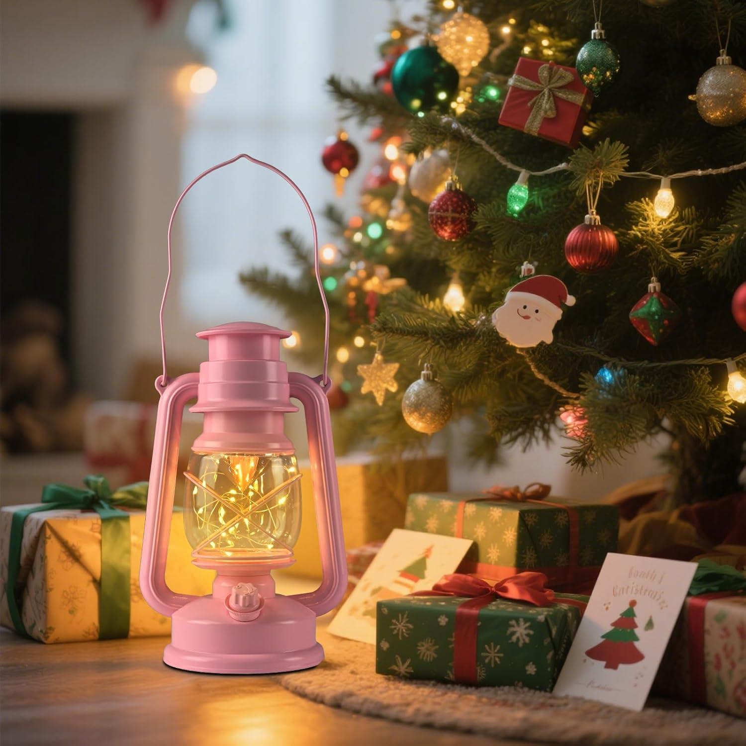 Linterna Vintage LED Rosa FUWDEO 20 Luces 12.7x15.2cm