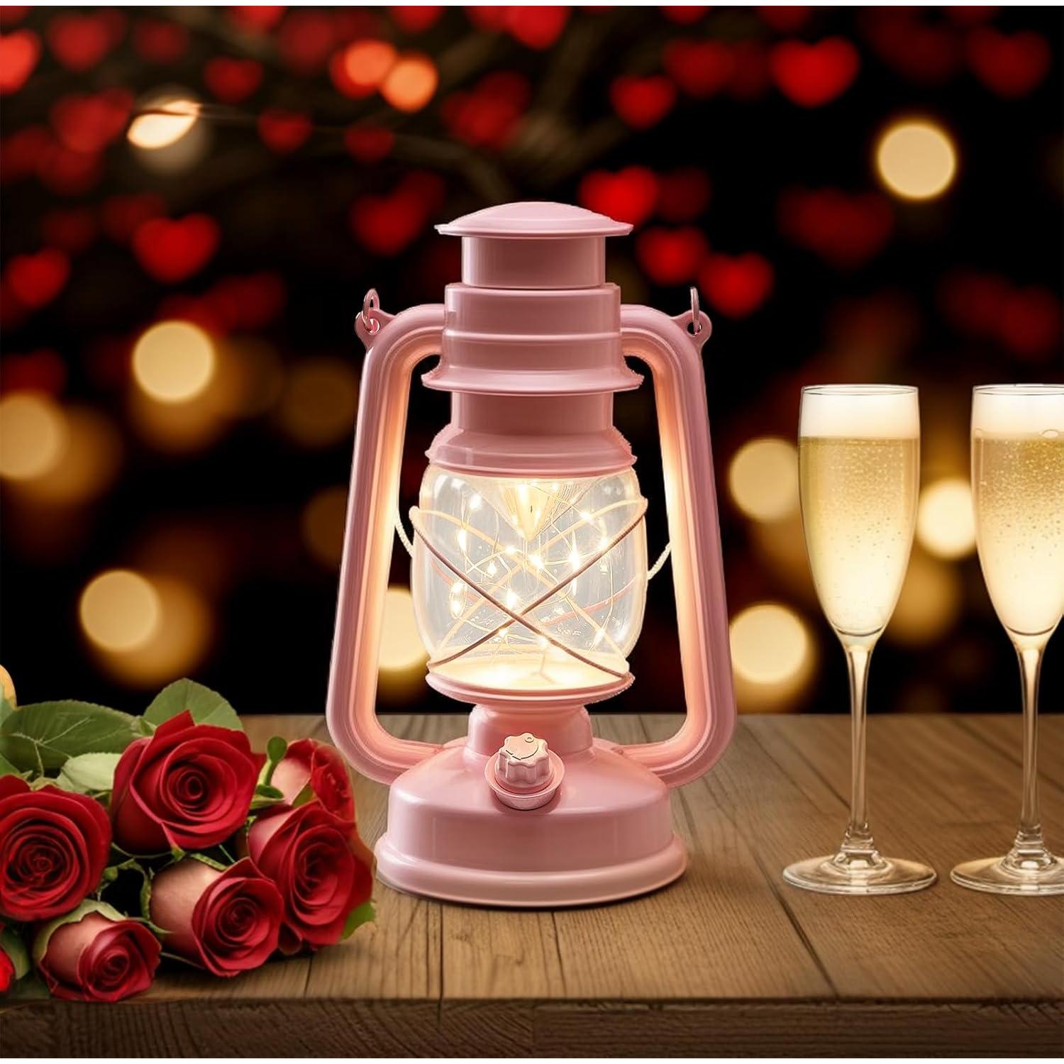 Linterna Vintage LED Rosa FUWDEO 20 Luces 12.7x15.2cm