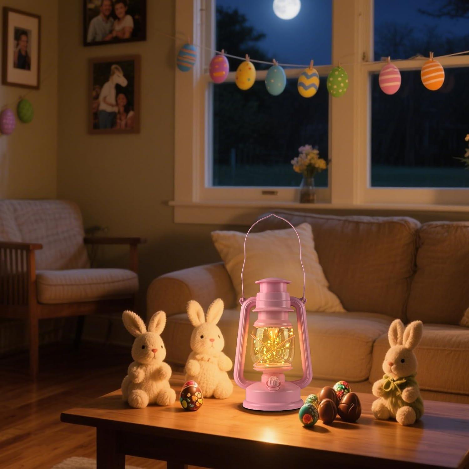 Linterna Vintage LED Rosa FUWDEO 20 Luces 12.7x15.2cm