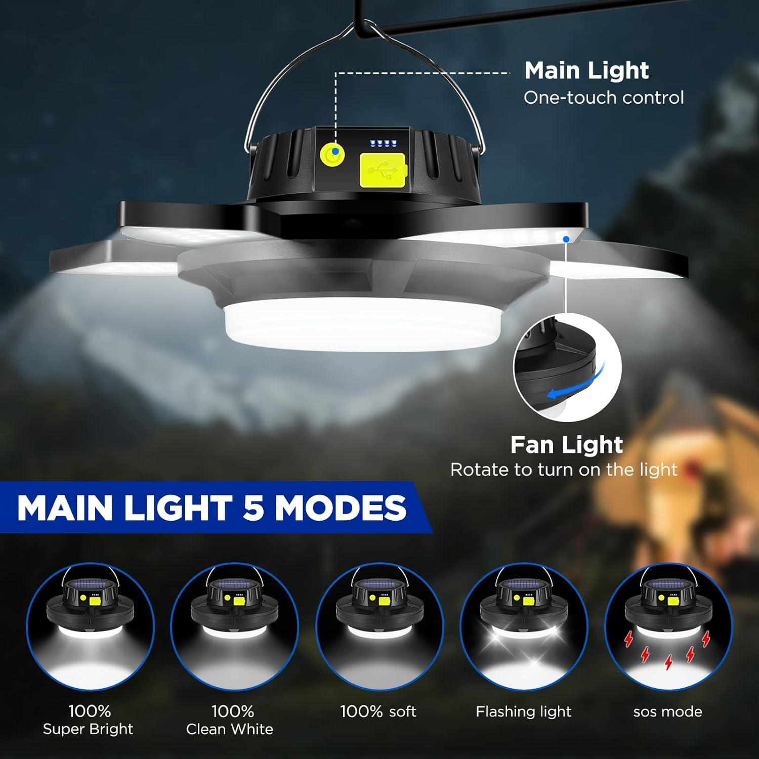 Linterna de Camping Solar Recargable SS SUNSBELL 96 LEDs 5 Modos