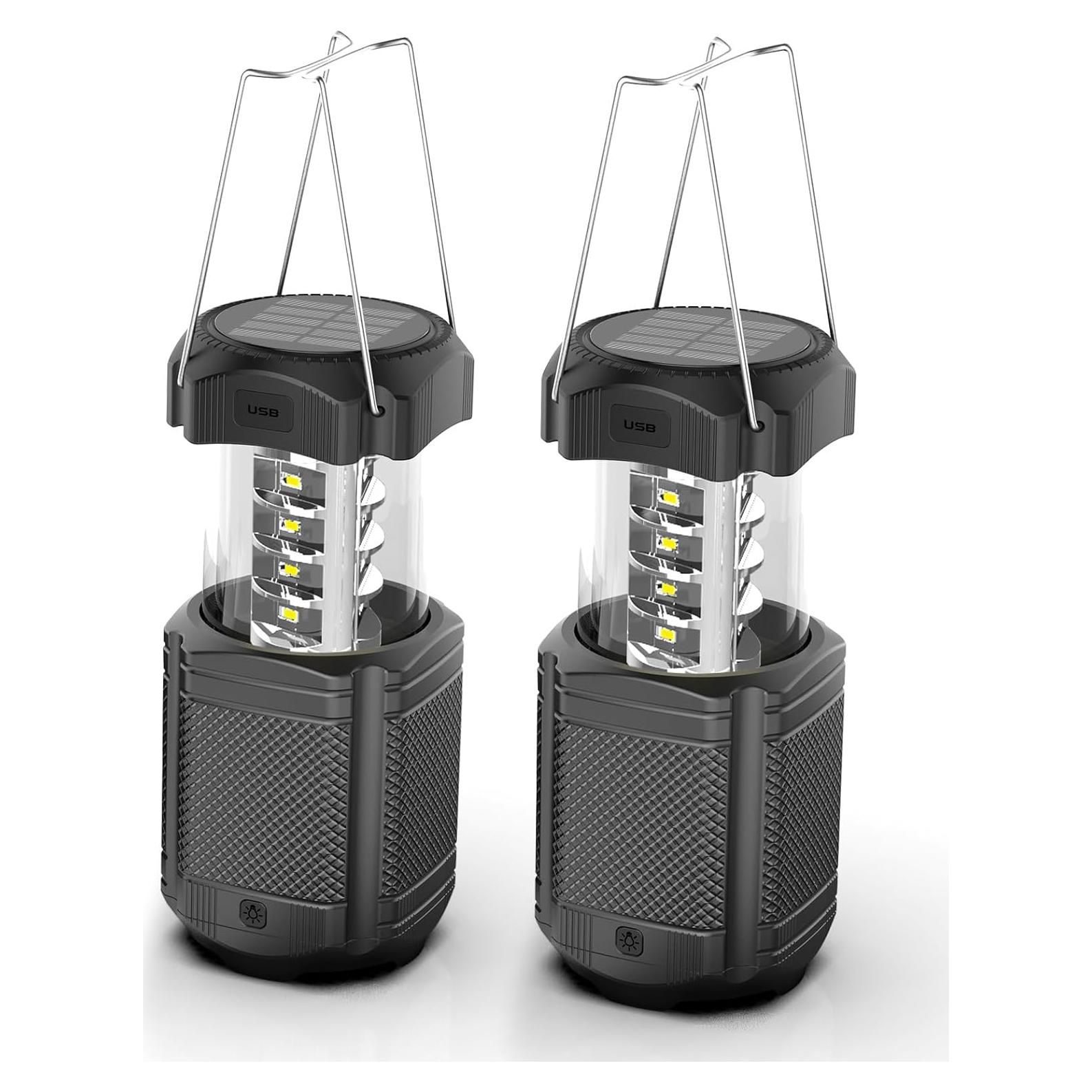 Paquete de 2 Linternas de Camping LED Recargables 5000mAh