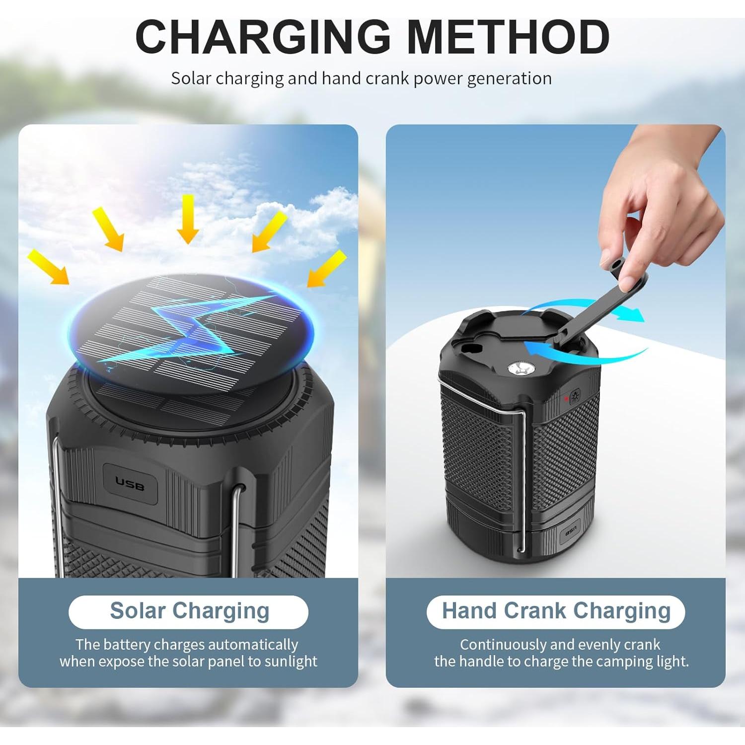 Paquete de 2 Linternas de Camping LED Recargables 5000mAh