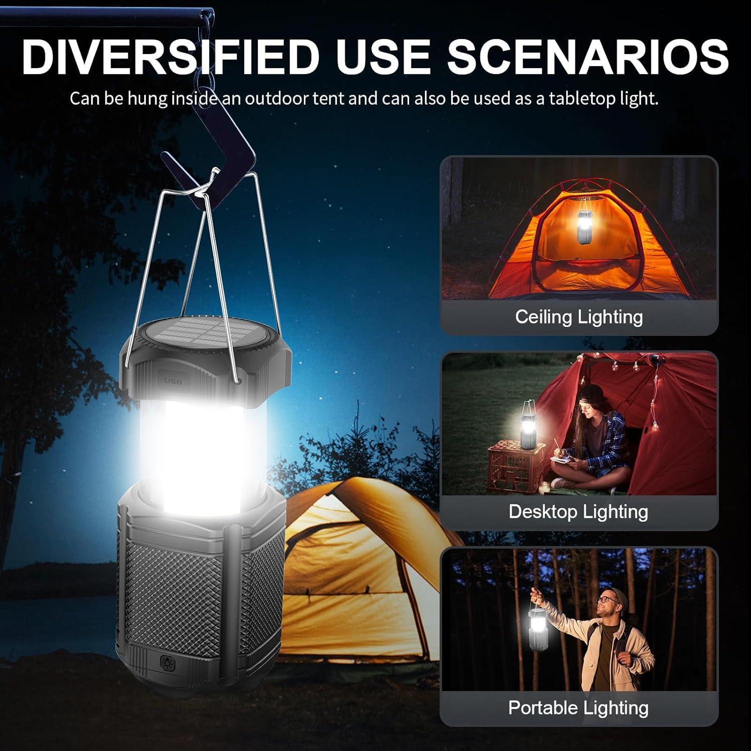 Paquete de 2 Linternas de Camping LED Recargables 5000mAh