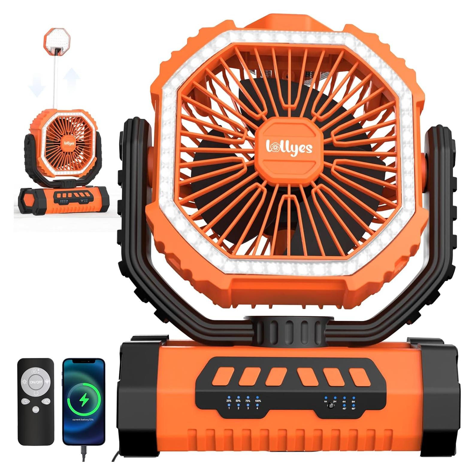 Ventilador de Camping Recargable F19 con Linterna LED 20000mAh