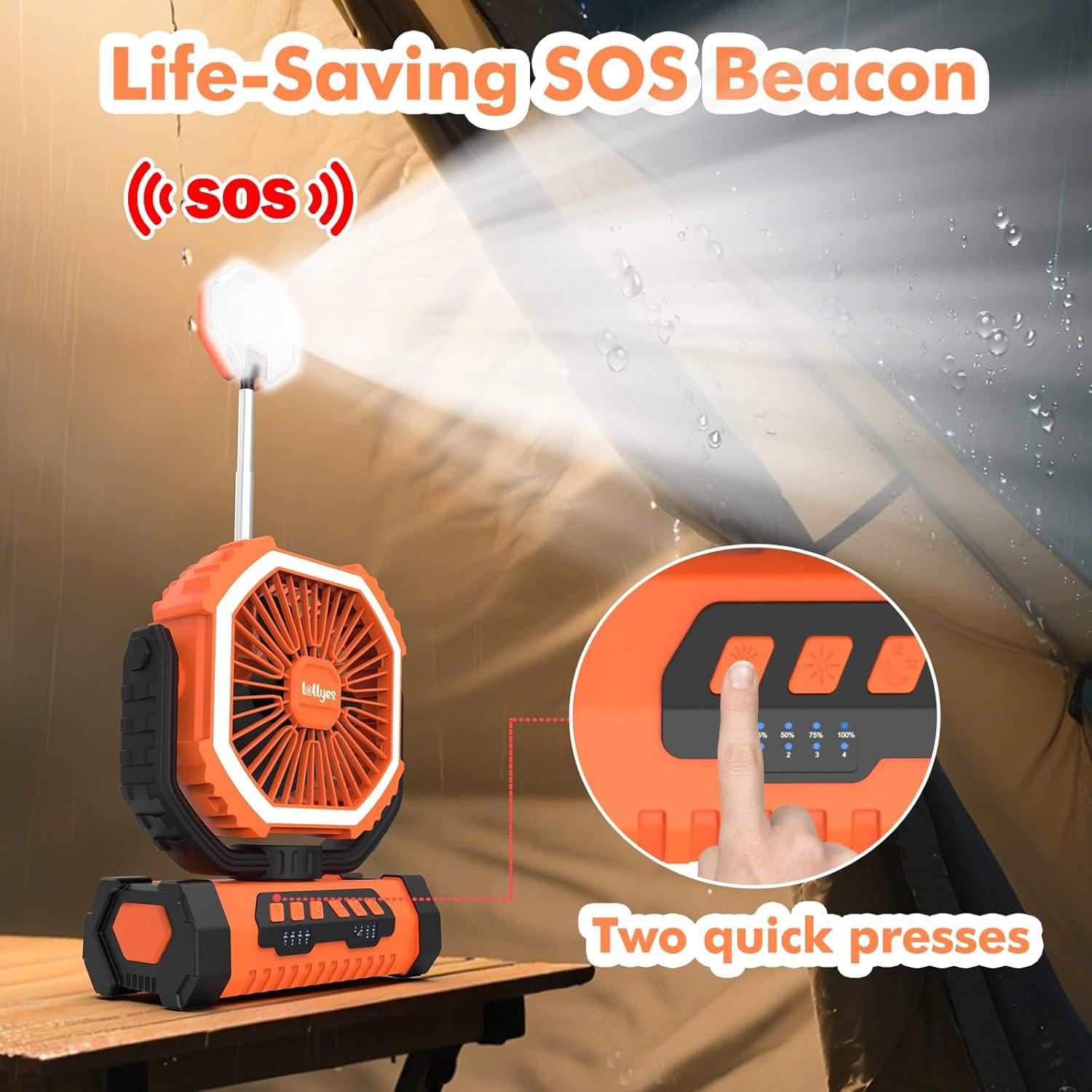 Ventilador de Camping Recargable F19 con Linterna LED 20000mAh