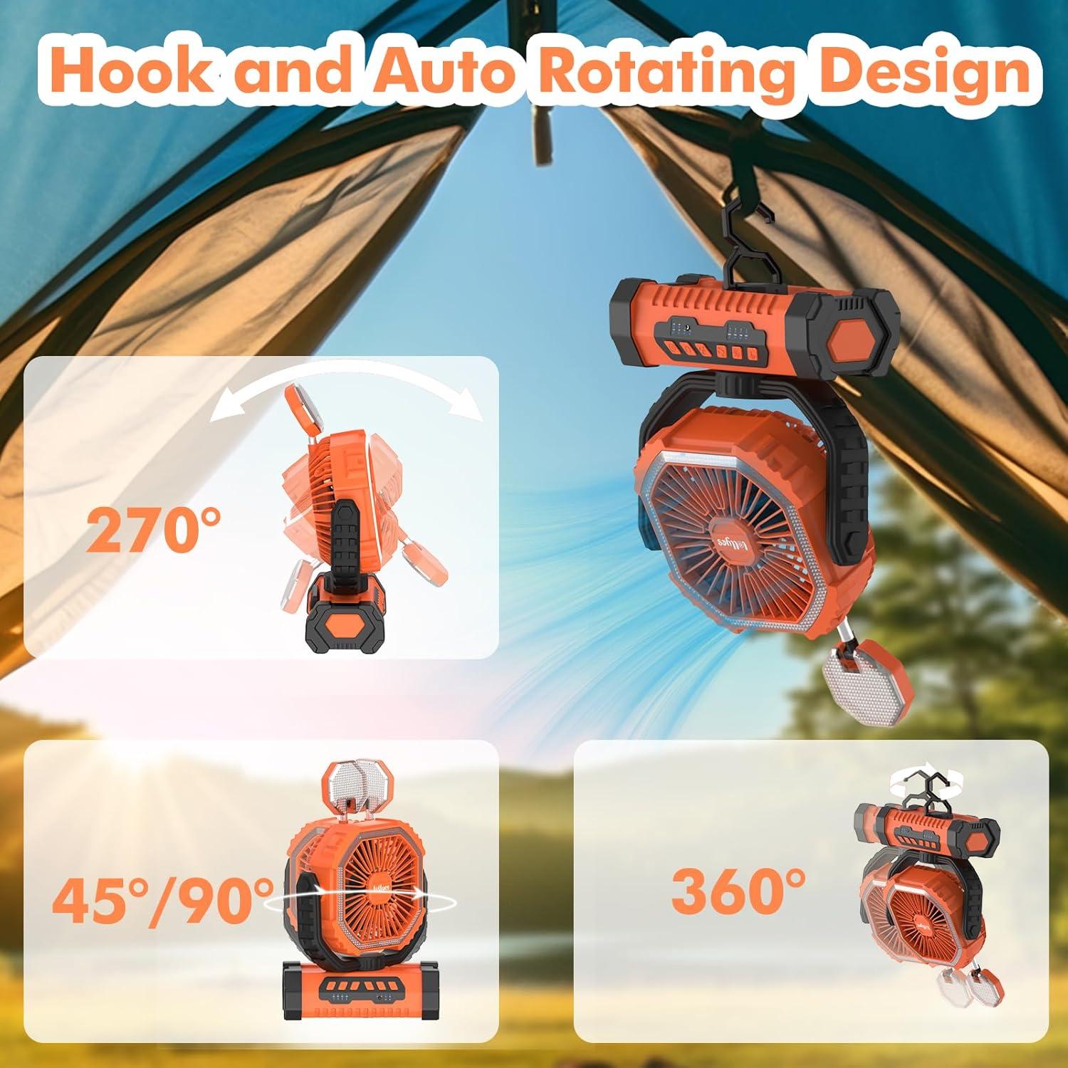 Ventilador de Camping Recargable F19 con Linterna LED 20000mAh