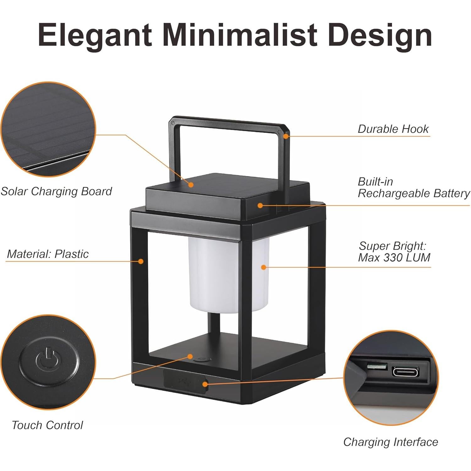 Lámpara de Mesa Solar LETRY SL-P, LED Portátil Impermeable