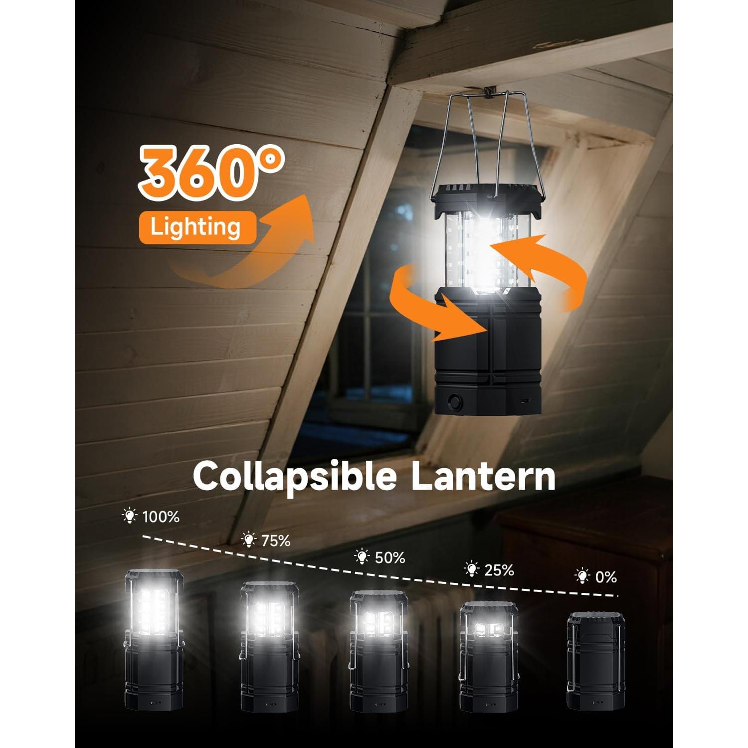 Linterna Solar LED Recargable Mesqool 4 Piezas 1600mAh