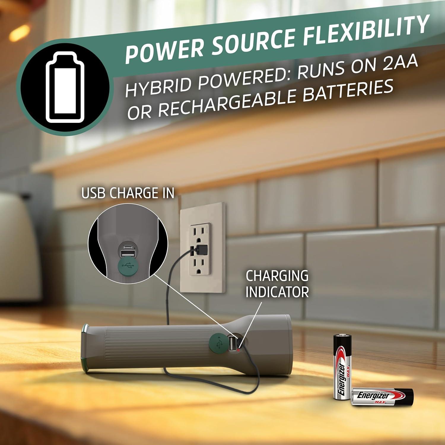 Linterna LED Energizer S-600 Híbrida Solar y USB 600 Lúmenes