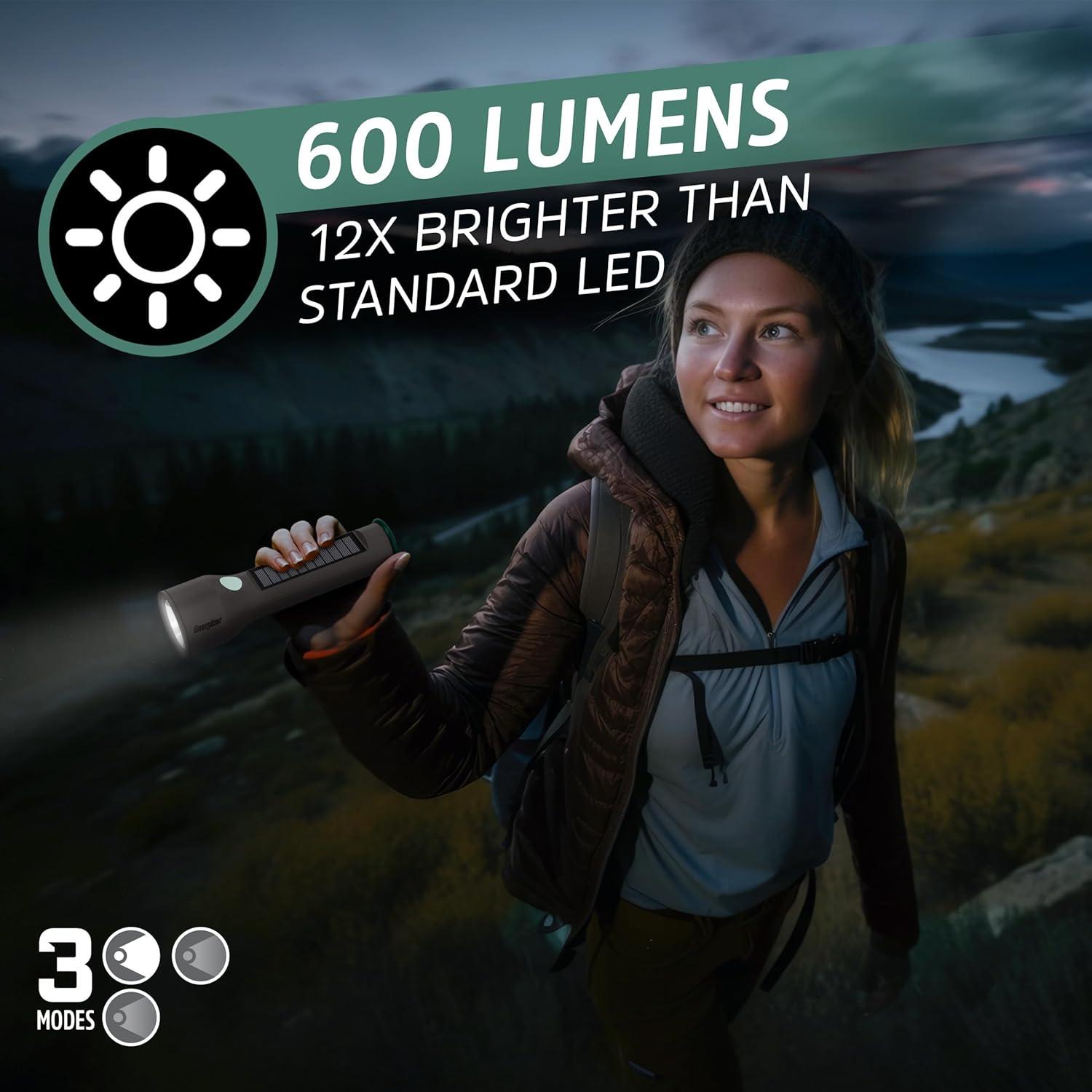 Linterna LED Energizer S-600 Híbrida Solar y USB 600 Lúmenes