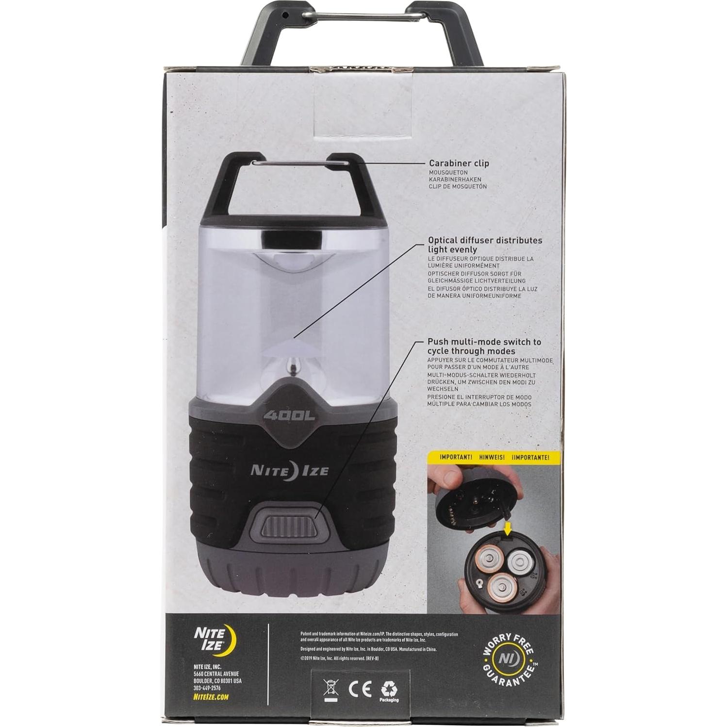 Linterna Nite Ize Radiant 400 Lúmenes para Camping - Negra