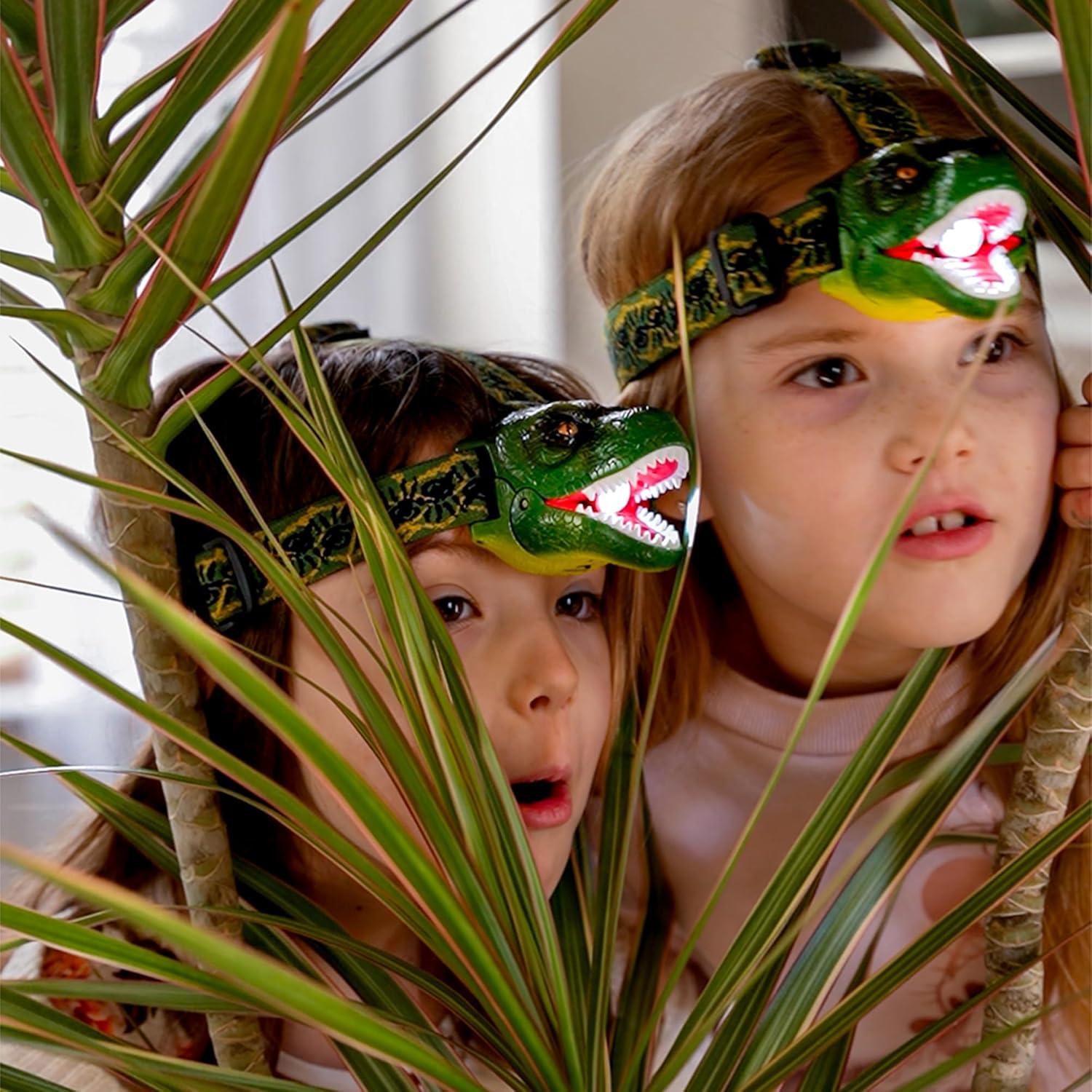 Luz Frontal LED DinoBryte T-Rex Verde para Niños y Adultos