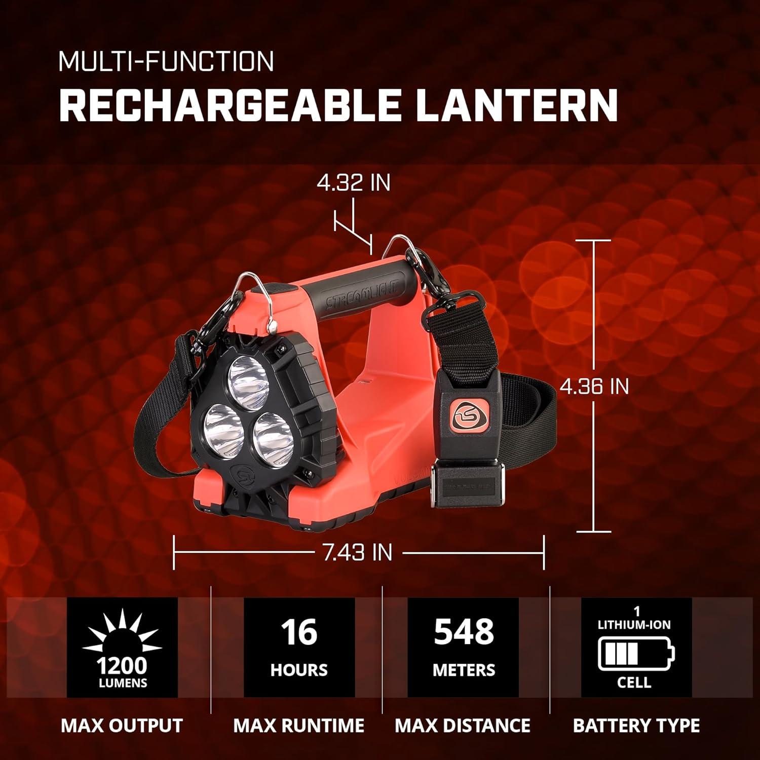 Linterna Recargable Streamlight Fire Vulcan 180 Naranja 12V CC