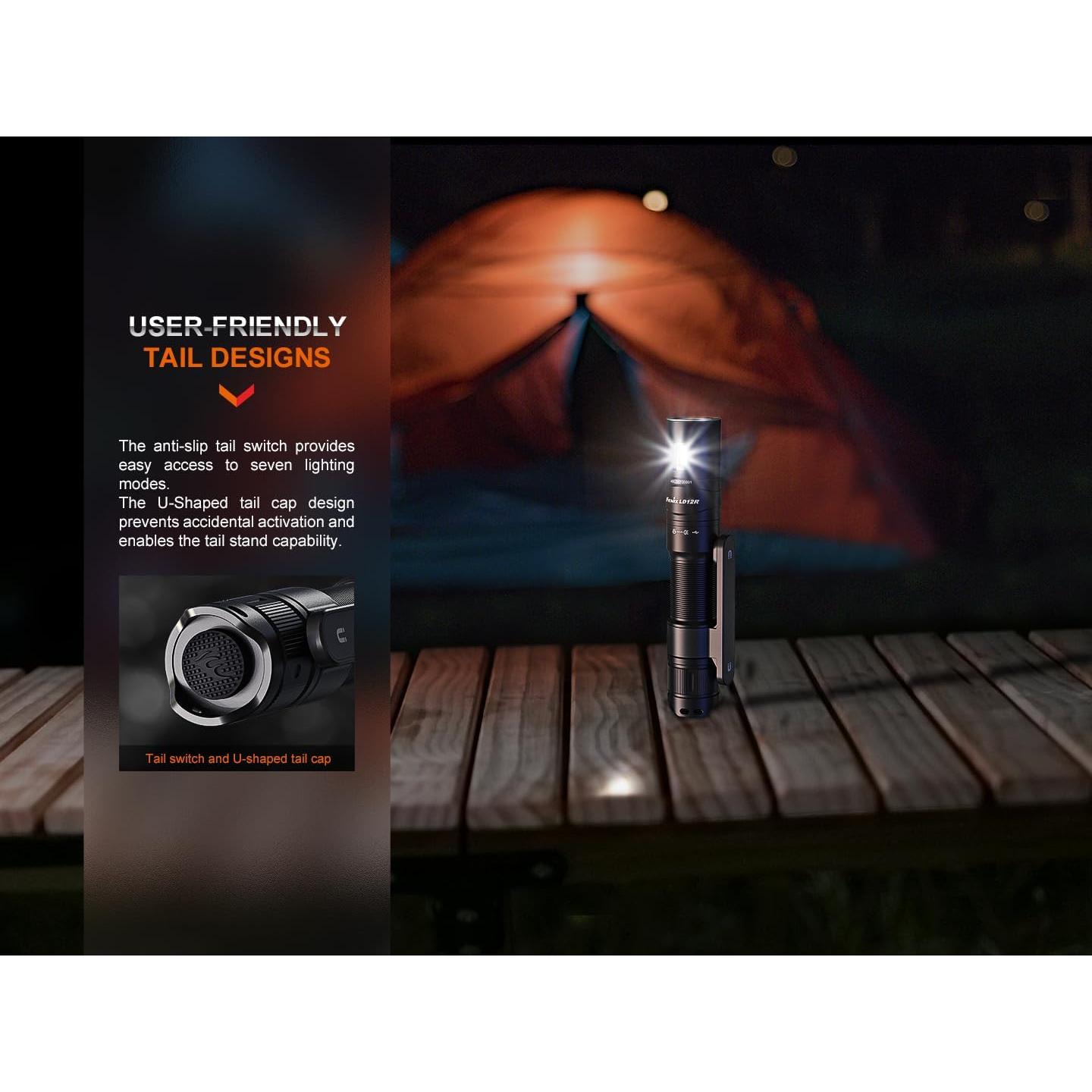 Linterna Táctica LED Fenix LD12R 600 Lúmenes Recargable USB