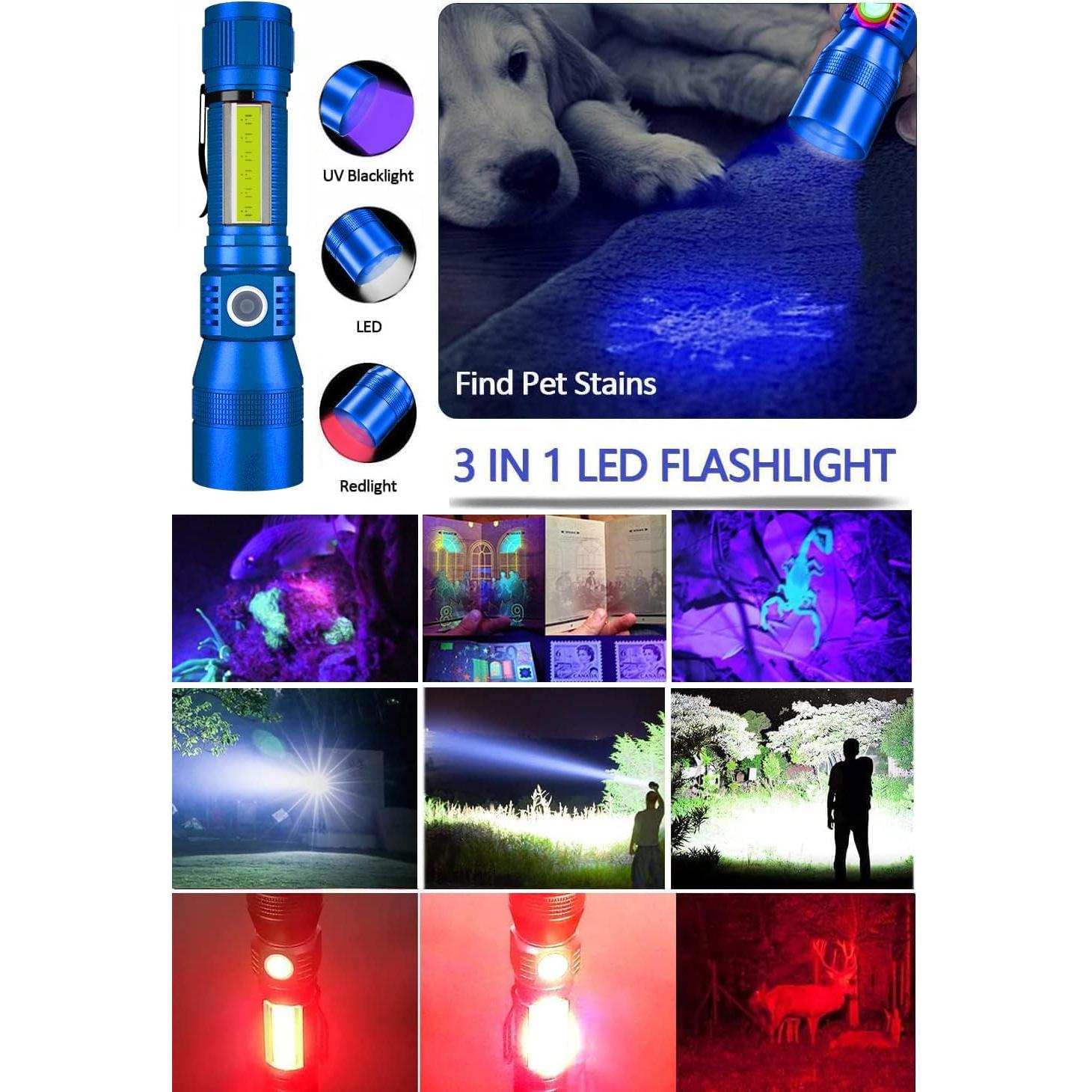 Linterna UV Recargable Hoxida 3en1 LED 1500 Lúmenes IP65