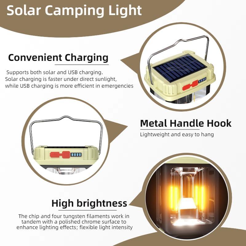 Lámpara de Camping Solar HOMY HM-CA, Carga Dual USB-C y Solar