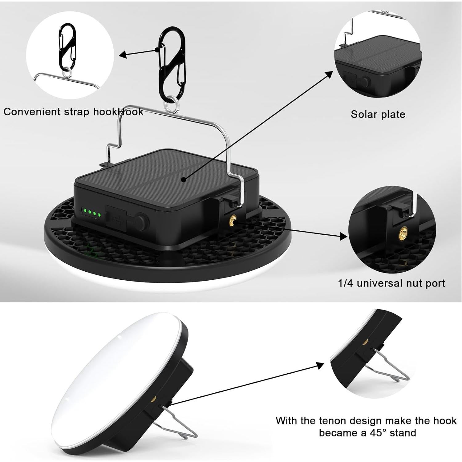 Linterna Solar Recargable 16500mAh 3000LM Iodoo IP65 Camping