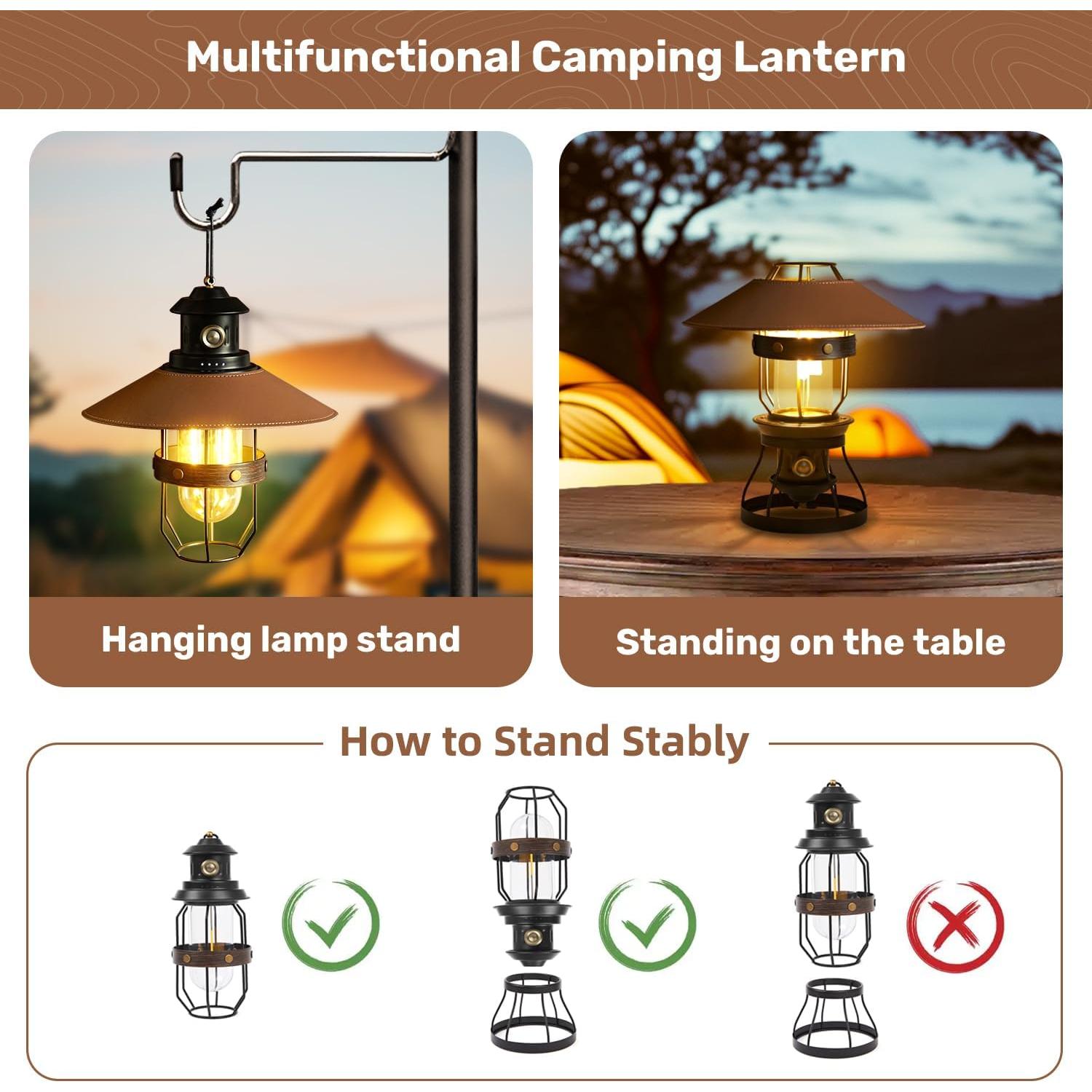 Linterna de Camping LED BANTUAN 2-en-1 Regulable 3500mAh