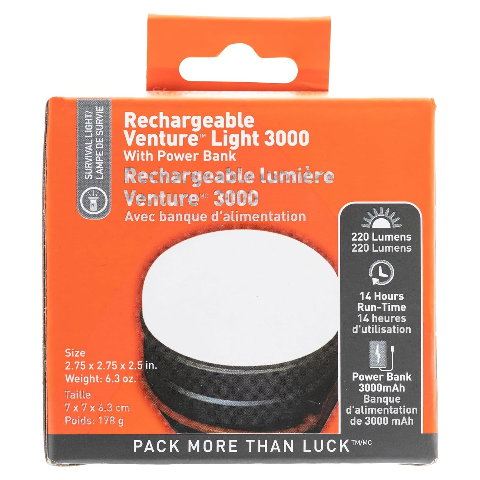 Linterna Recargable S.O.L. Venture 3000 con Banco de Energía