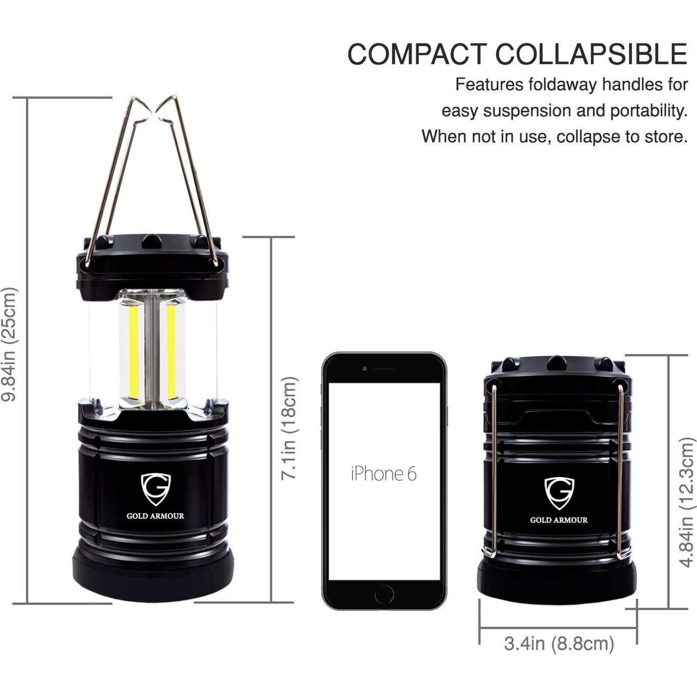 Linterna de Camping Gold Armour COB LED Portátil 4 Unidades