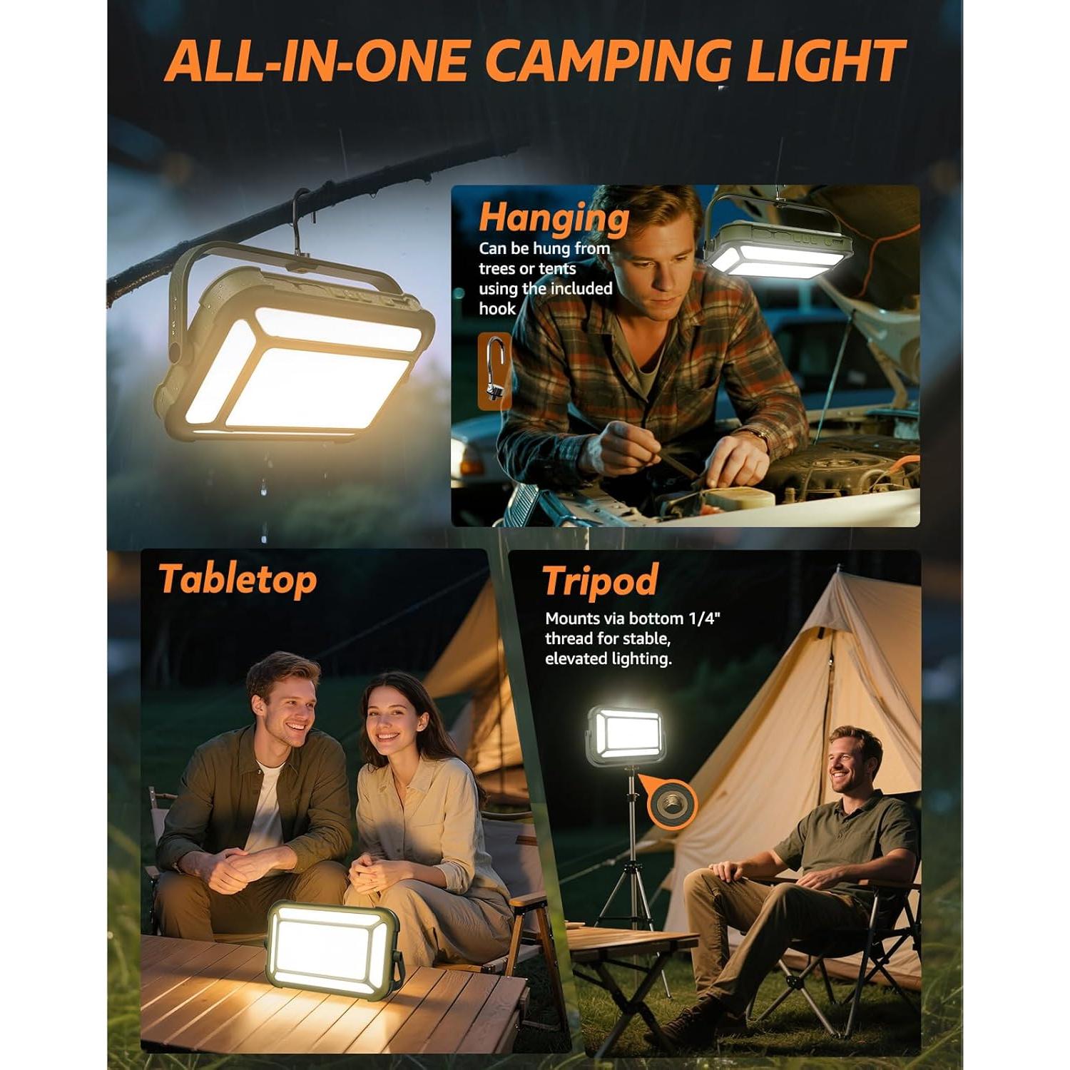 Linterna de Camping LED Arsoer BO-03, IP67, 10000mAh, 150h