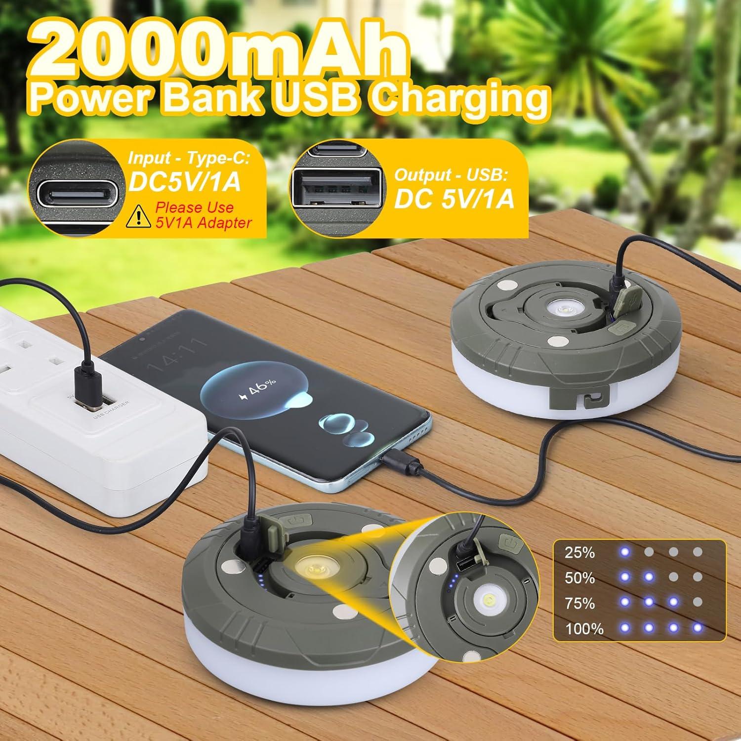 Luces de Cuerda LED UOUNE 10m Recargables para Camping IPX4