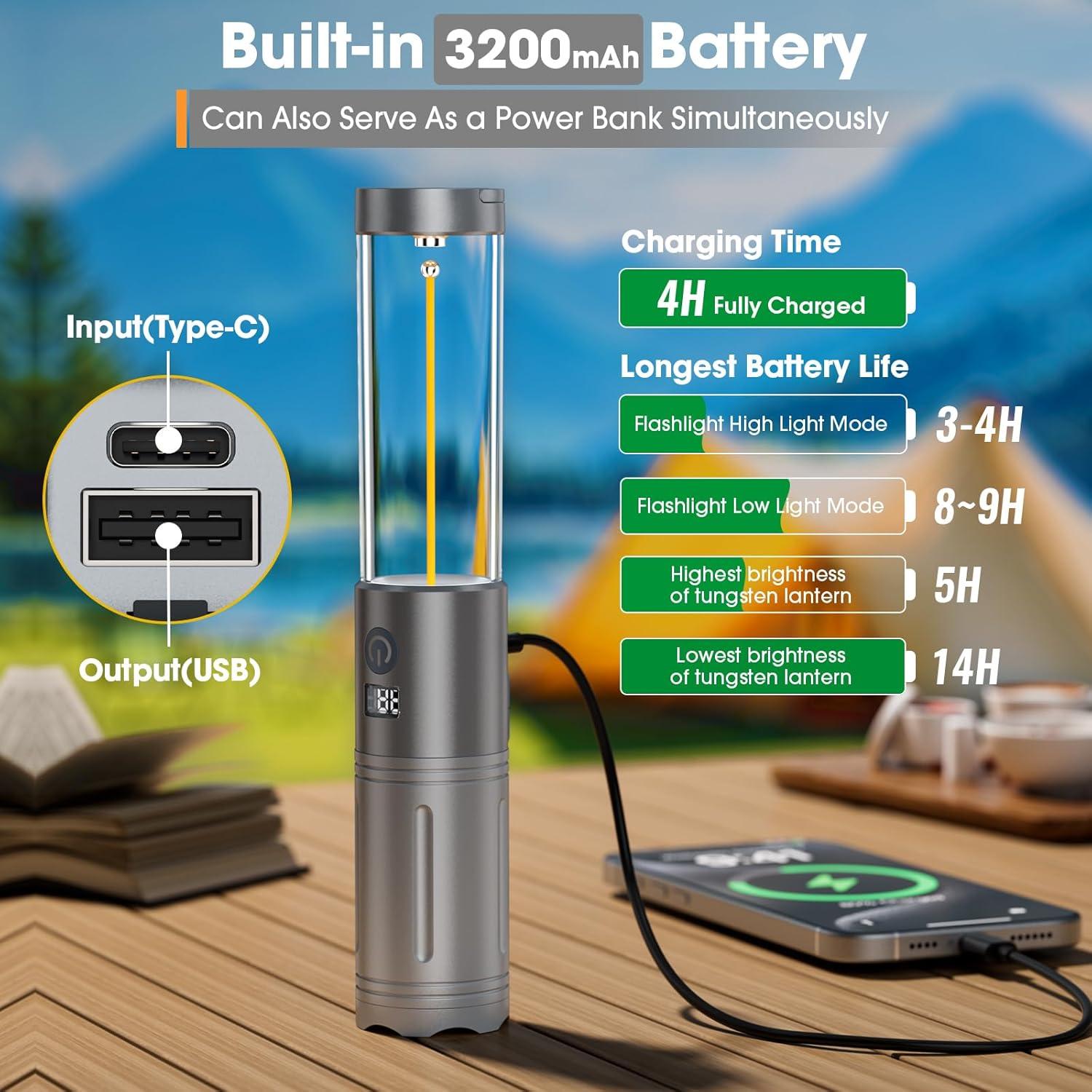 Linterna de Camping LED 2 en 1 KXK-606 Recargable 2500mAh