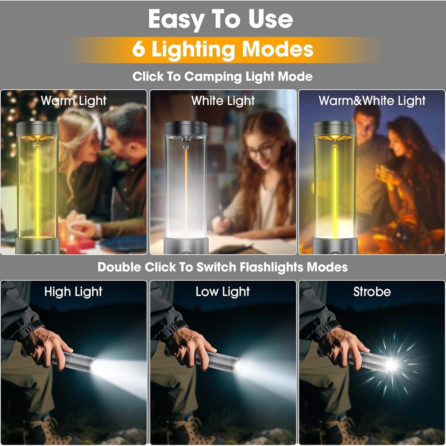 Linterna de Camping LED 2 en 1 KXK-606 Recargable 2500mAh