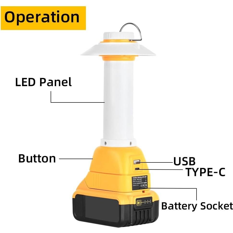 Linterna 800LM Weixblixian Compatible Batería Dewalt 20V Max