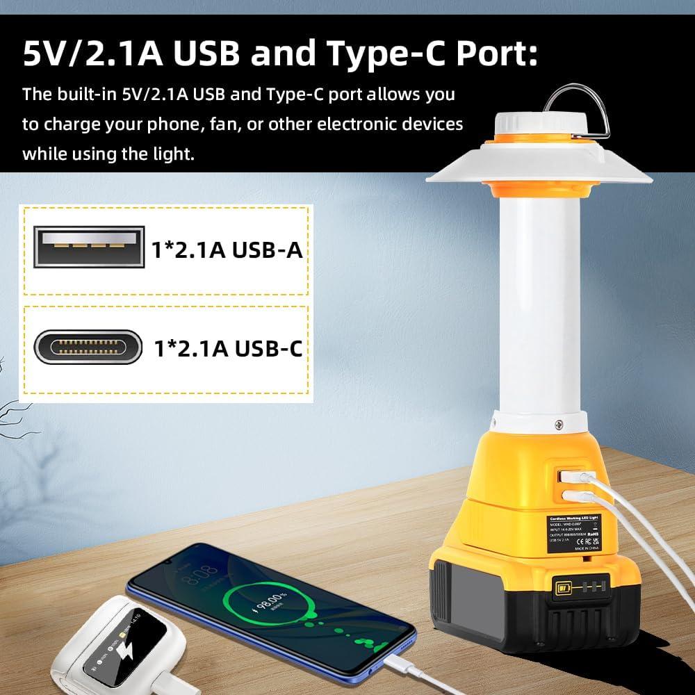 Linterna 800LM Weixblixian Compatible Batería Dewalt 20V Max