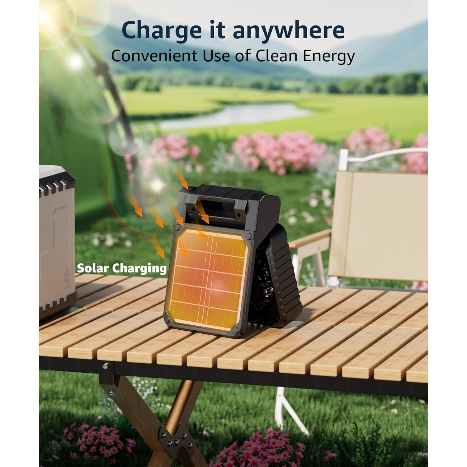 Ventilador de Camping Lynker Solar 4 Velocidades 30dB Verde