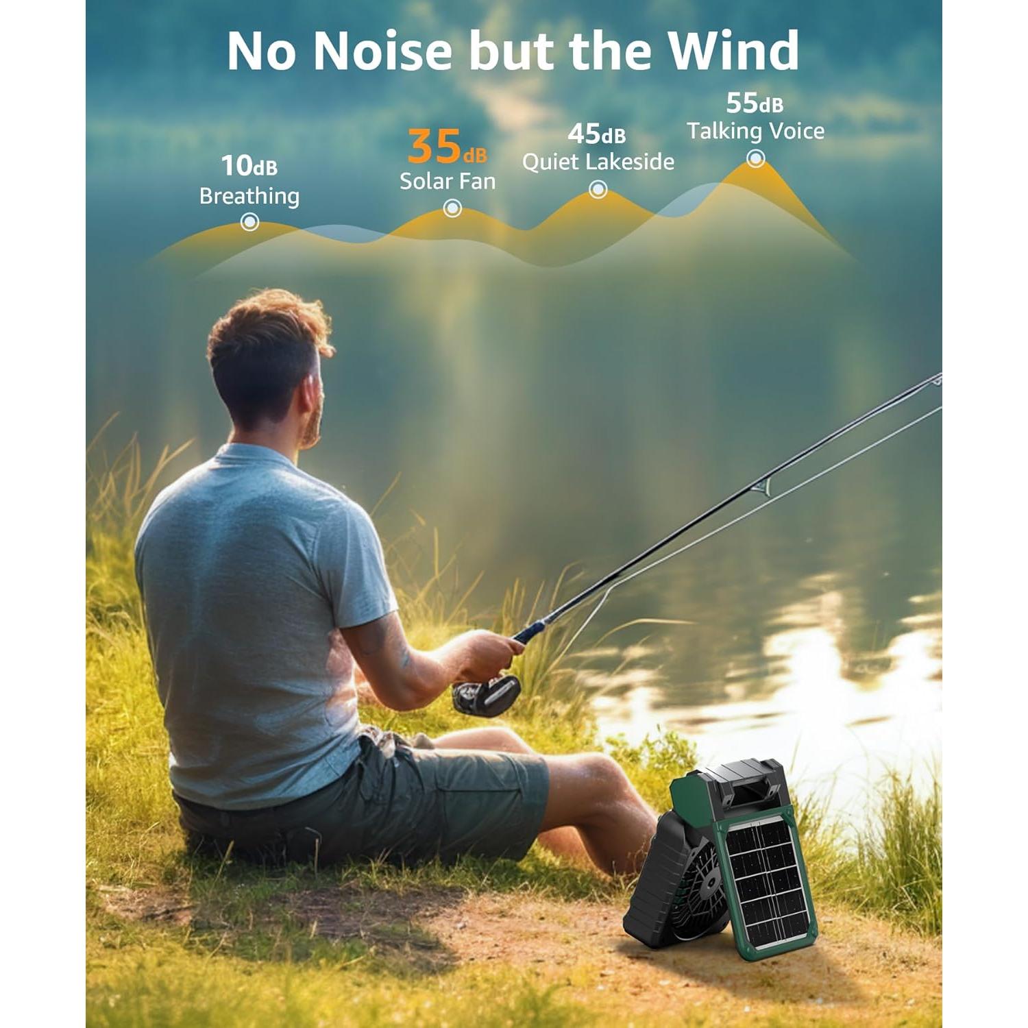 Ventilador de Camping Lynker Solar 4 Velocidades 30dB Verde