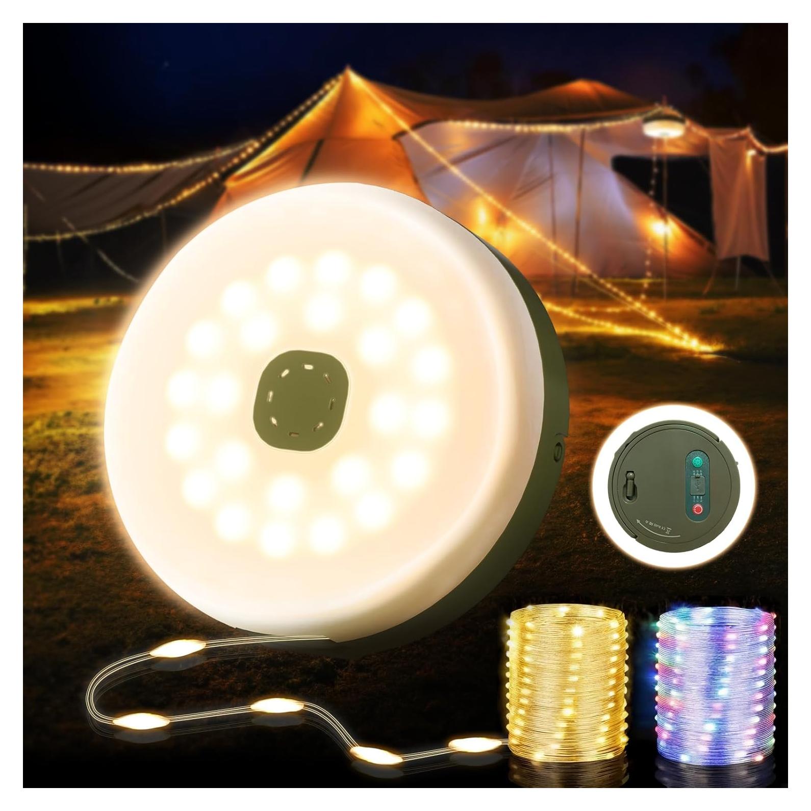 Luz de Camping LED Kuxihug 10M Recargable Impermeable 8 Modos