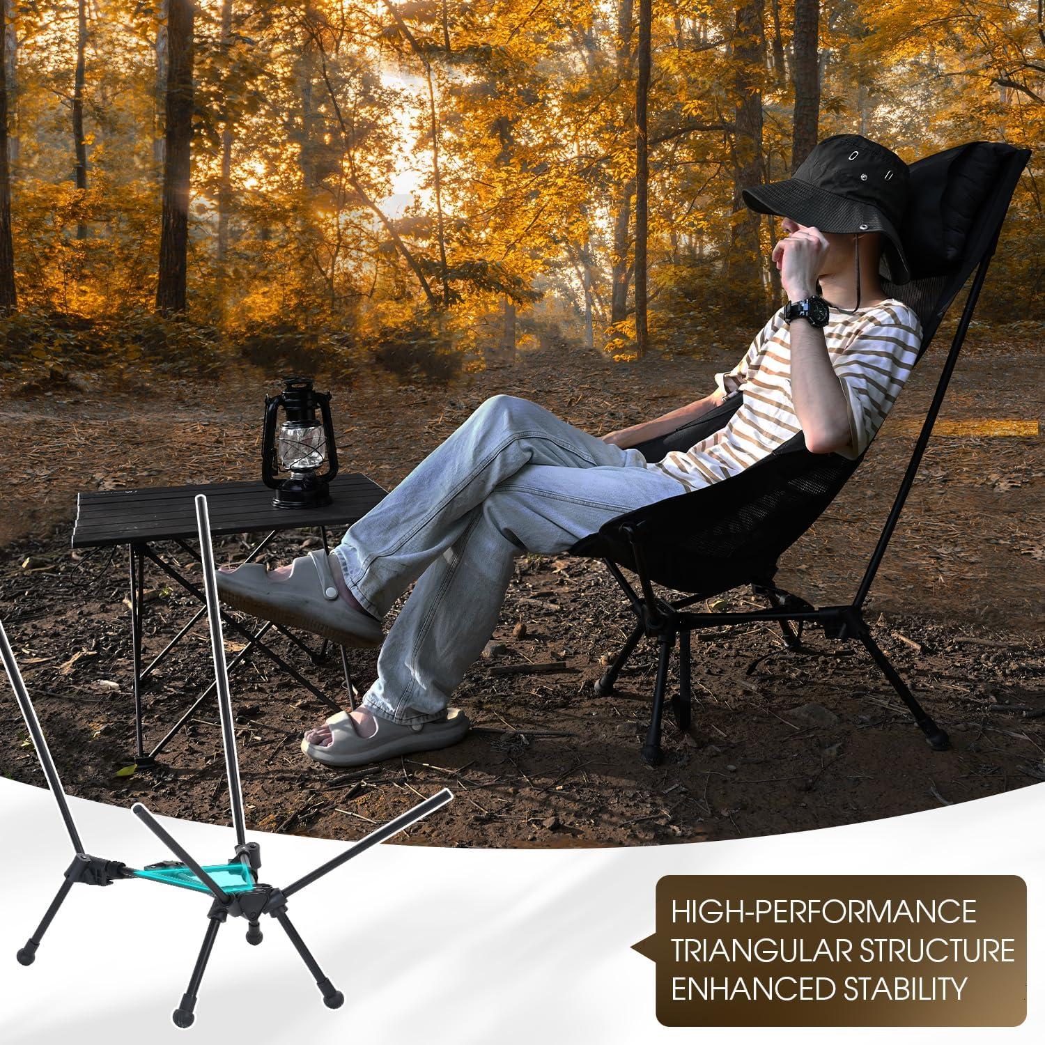 Silla de Camping Plegable MOON LENCE CH33 Respaldo Alto 150kg