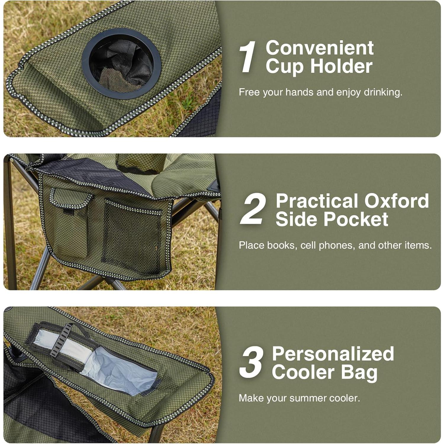 Silla Plegable de Camping AbleHope Verde Oscuro 204kg