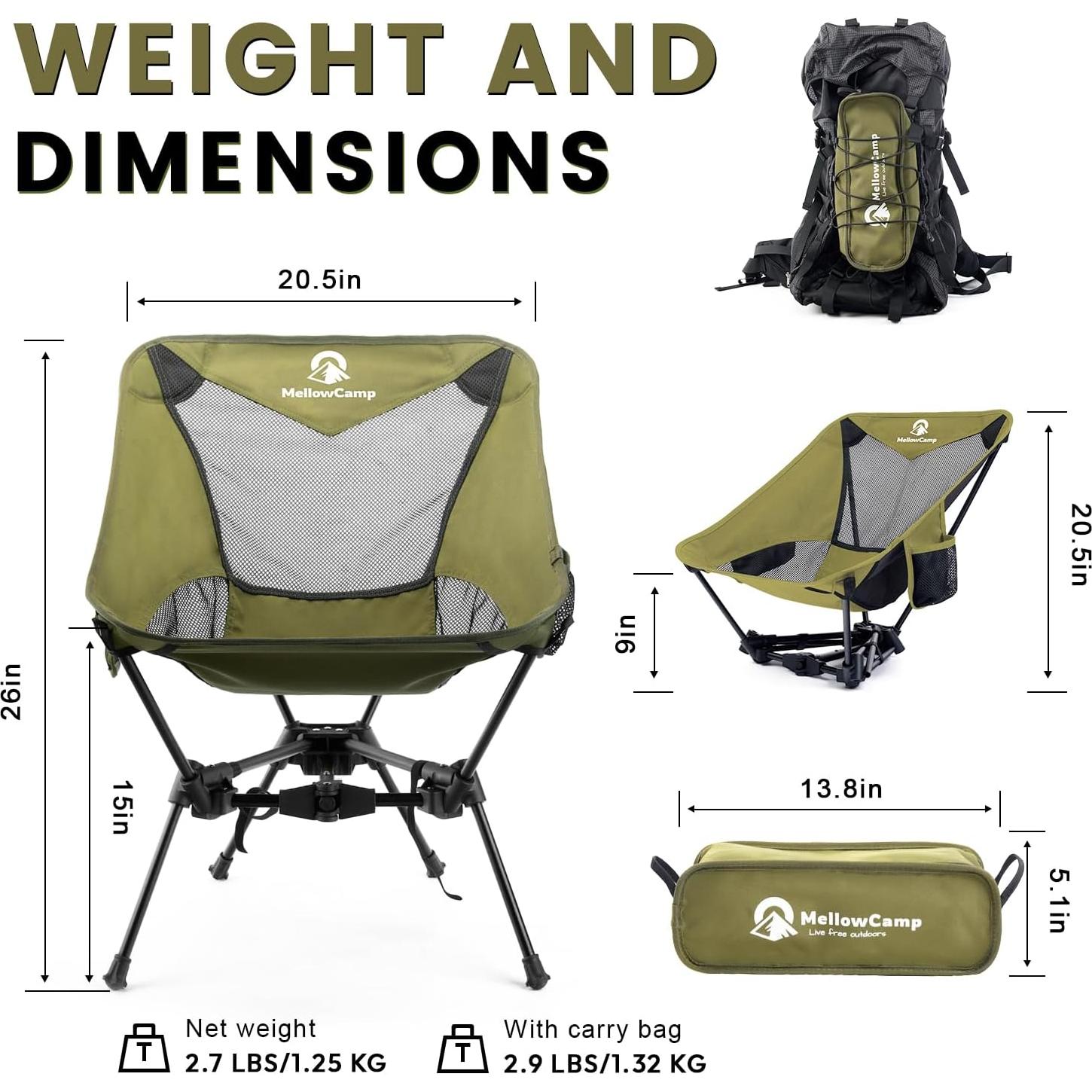 Silla de Camping Plegable MellowCamp Montañascape Verde Bosque