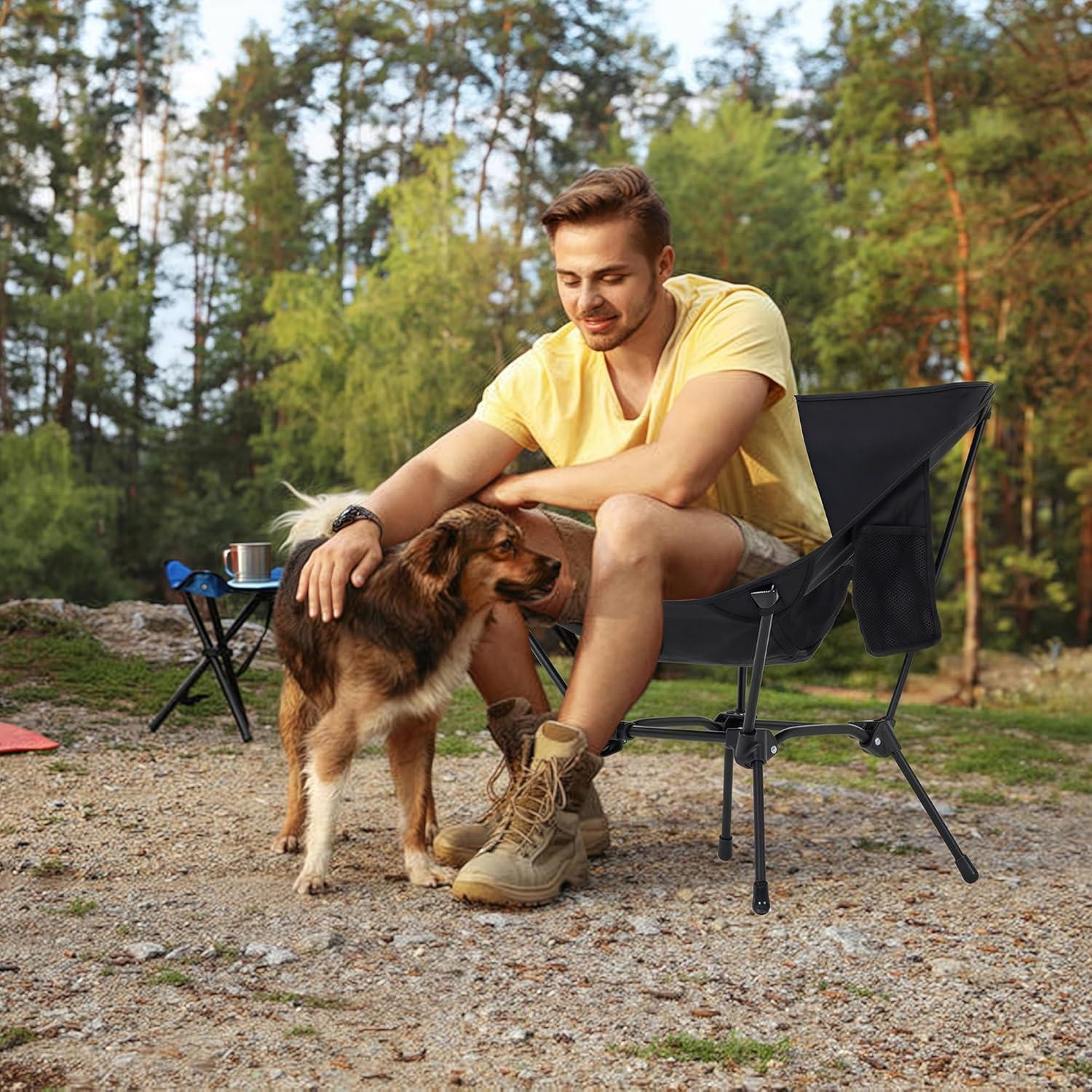 Silla de Camping Plegable TlaroRiz 600D Oxford Negra 120kg