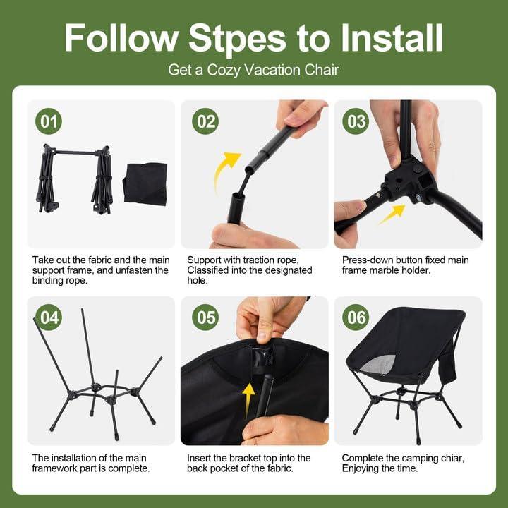 Silla de Camping Plegable TlaroRiz 600D Oxford Negra 120kg